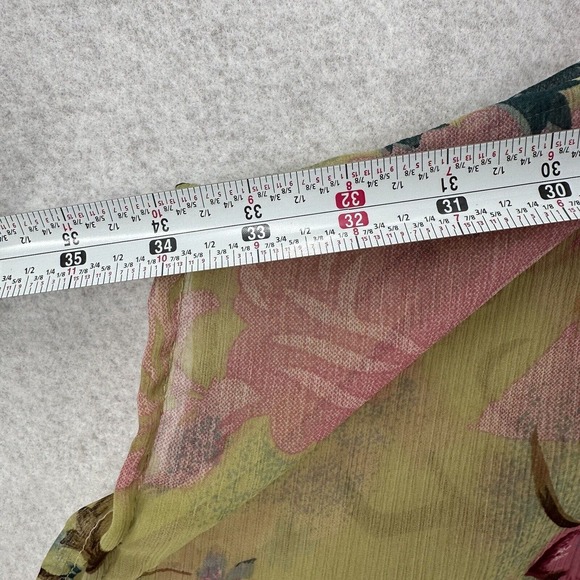 Azura Kimono Blouse Womens One Size Green Pink Floral Pullover Chiffon Cover Up - Picture 7 of 9